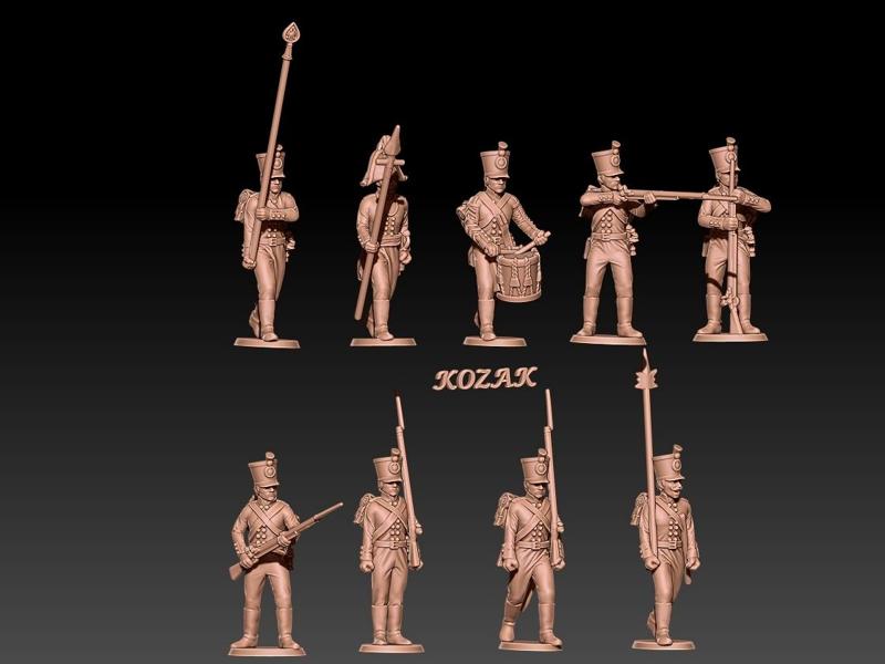 Napoleonic russian musketeers in shako 1805-07 set 2