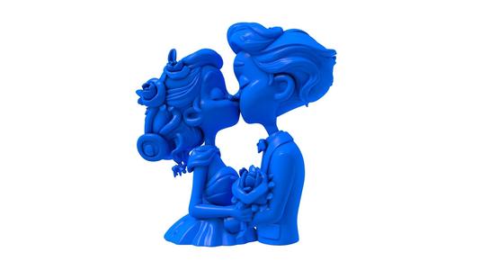 3d Kiss / Wedding Couple/ Cute Couple Holding Hear / Eternal Love / Wedding Foxes /lovers kissing / wedding