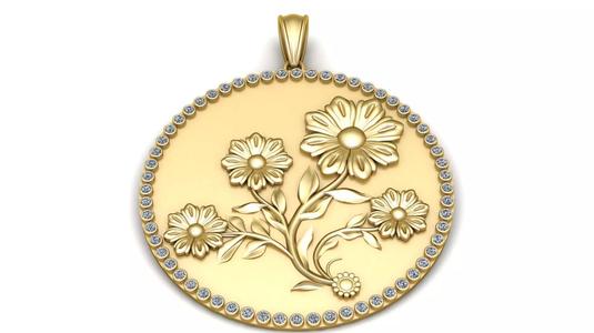 Floral Round Pendant 3D Printable Model