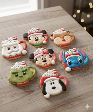 Set of 7 Disney Christmas cutters and stamps