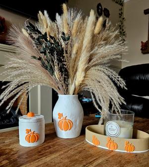 Stone effect pumpkin decor set