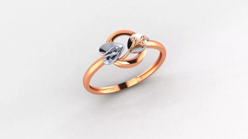 Heart Leaf Ultra light wt minimalist Plain Gold Ringheart