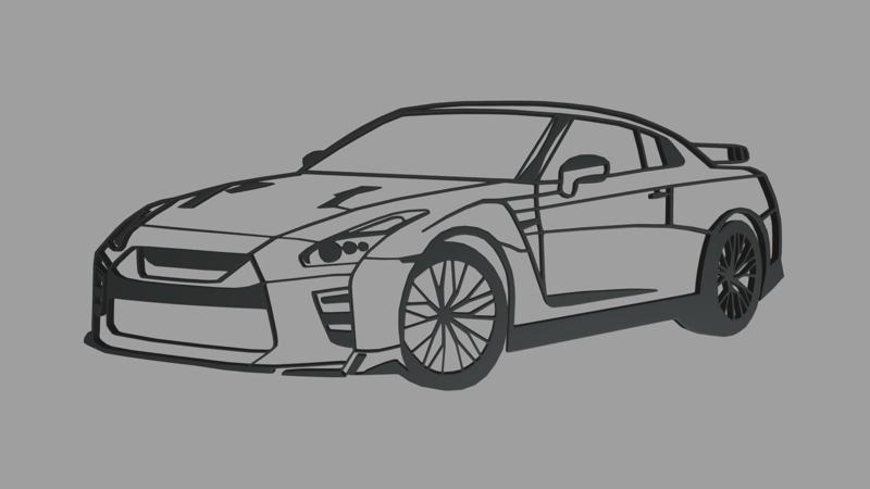 Nissan GTR Perspective Wall Silhouette