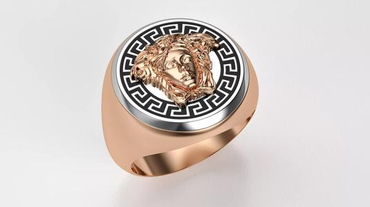 Versache ring with enemal and meandr