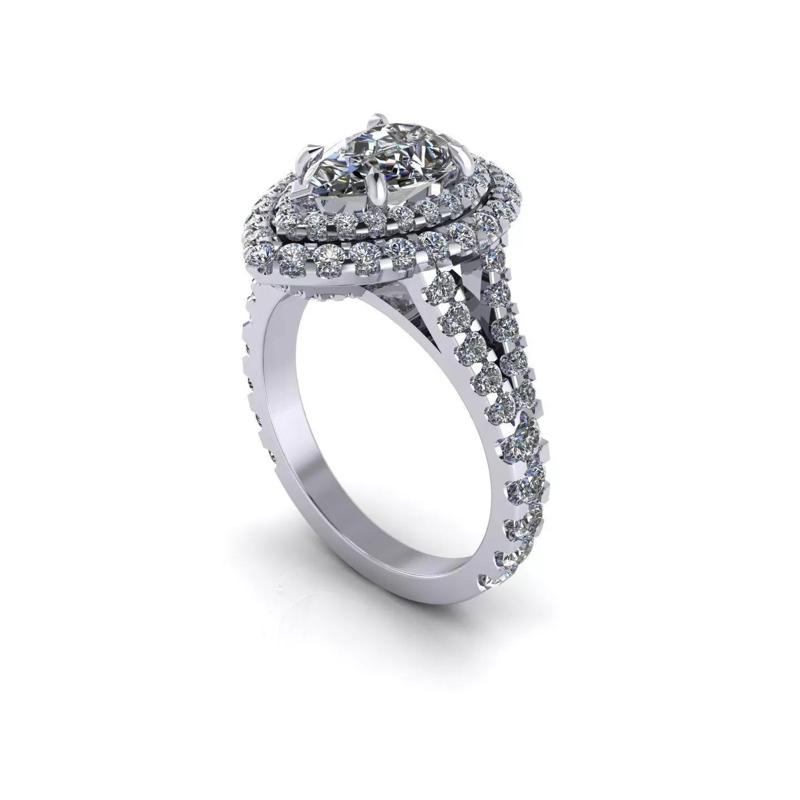 Tension Pear Wedding Ring Pav V3
