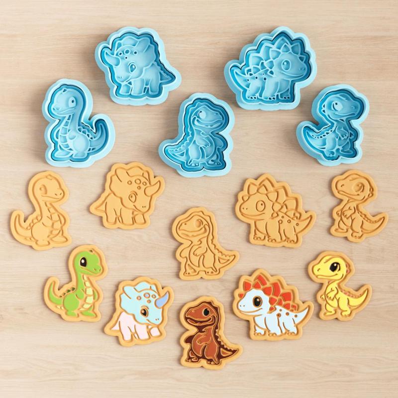 Dinosaur Cookie Cutter Set  5 pieces - Cute Dino Designs for Fondant, Clay and Cookies