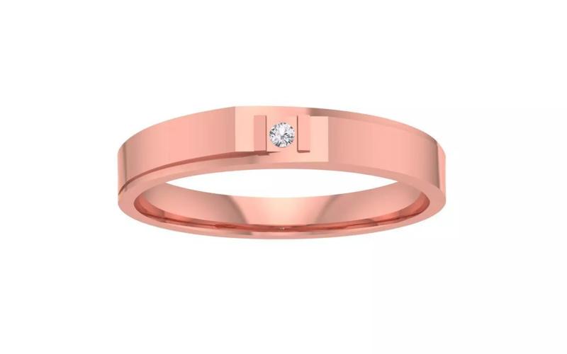 Solo Round Diamond Wedding Band 3dm STL OBJ FBX Render Details