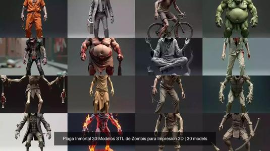 Plaga Inmortal 30 Modelos STL de Zombis para Impresion 3D 3D Model Collection