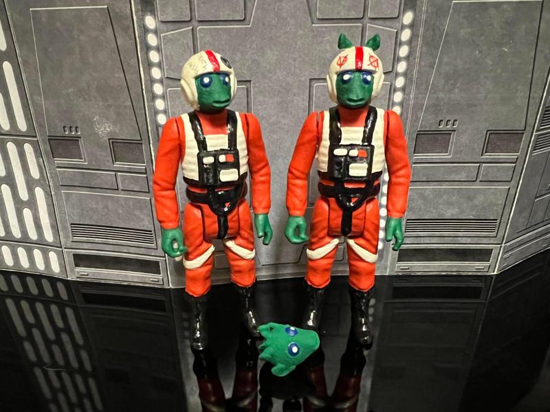 GILREK, STANDRO JCIR, RODIAN X-WING PILOT, VINTAGE CUSTOM STAR WARS ACTION FIGURE, KENNER 3.75", 6" GREEDO CANTINA ALIEN PATRON, 5 POA, 1/18