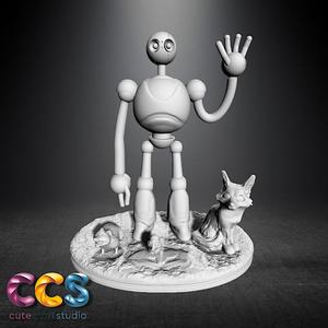 Wild Robot Diorama Wild Robot with animals Stonechat Duck and Fox