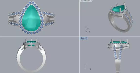 Sterling Silver Halo Pear Stone Ring Jewelry