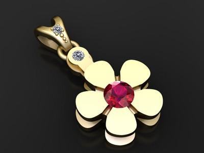 Floral Ruby Pendant