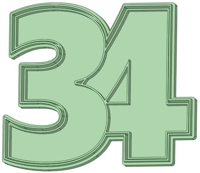 Number 34 shared cookie cutter