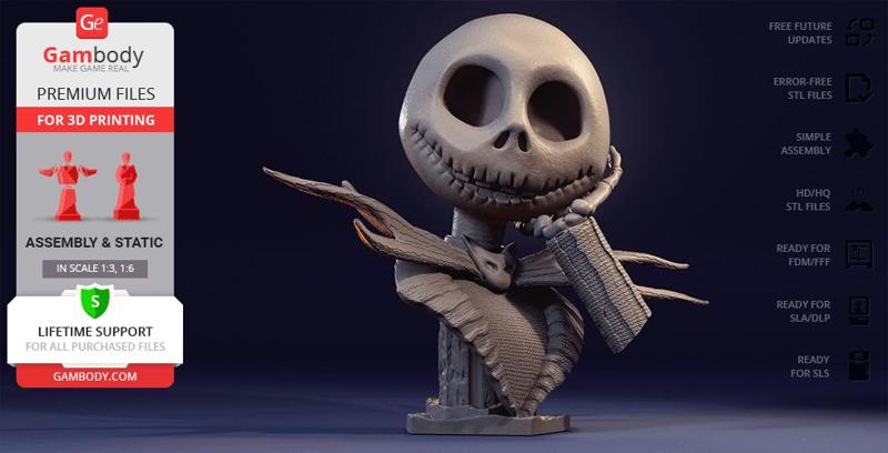 Jack Skellington Bust 3D Printing Figurine | Assembly