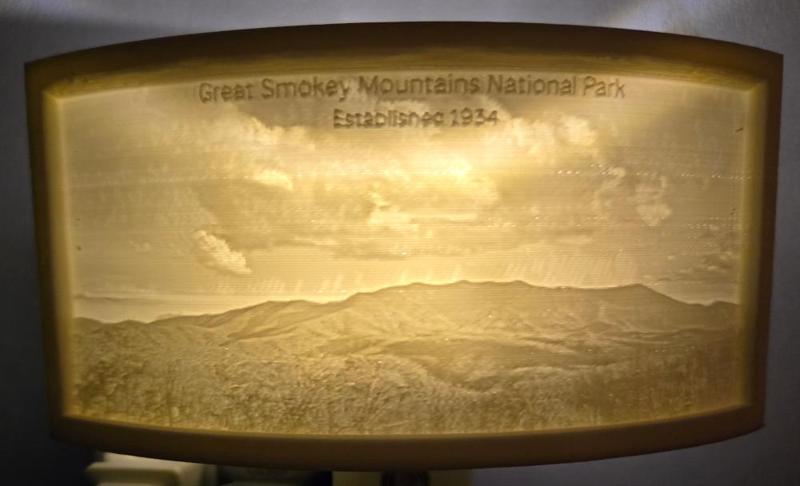 Great Smokey Mountains National Park Nightlight Lithophane Version 2
