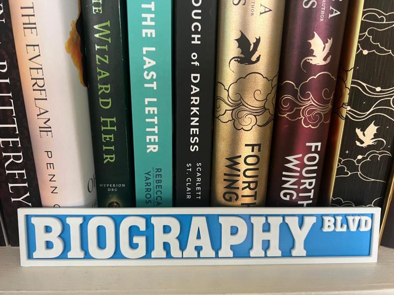 Bookshelf Sign – Biography Blvd – Street Sign