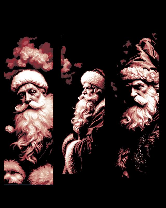 Portraits of Santa Claus - Christmas can be a serious business - Set of bookmarks for all