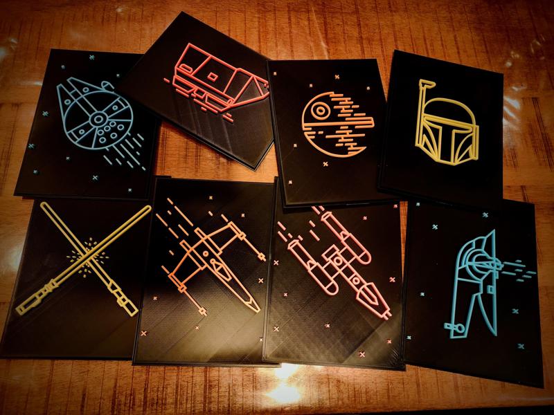 Star Wars Neon Line Art - Boba Fett