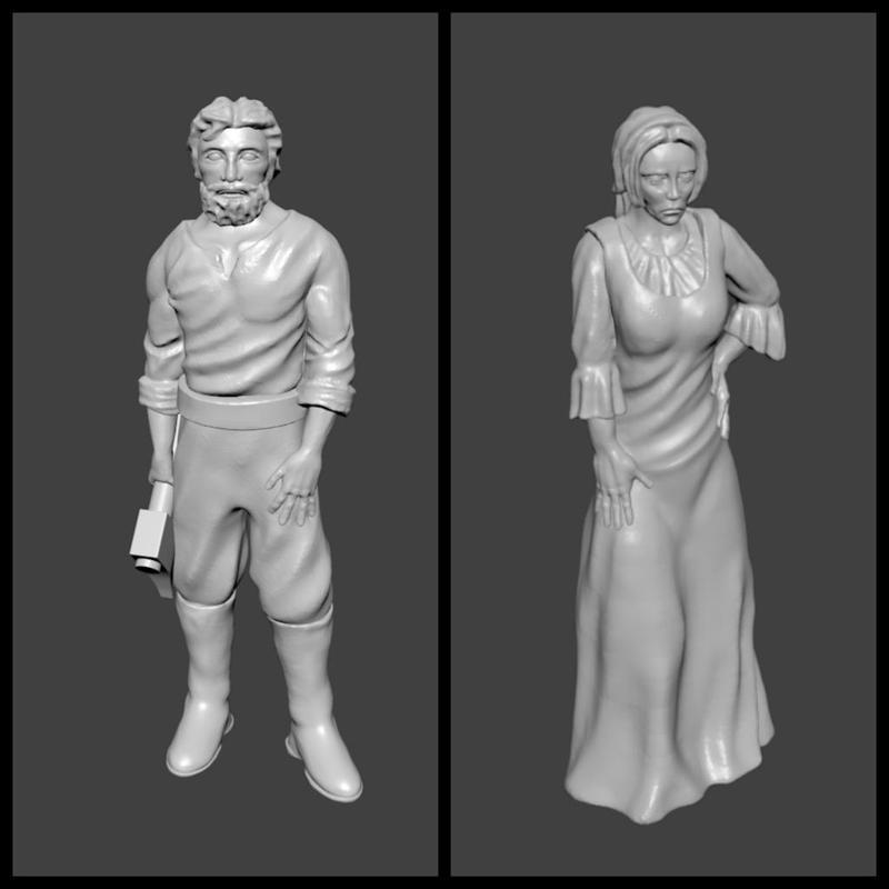 Lumberjack and his Wife Miniatures