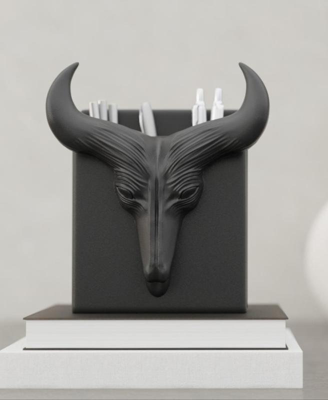 Bull Desk Organizer -  Unleash Bold Energy with a Brutal Bull Head Decor