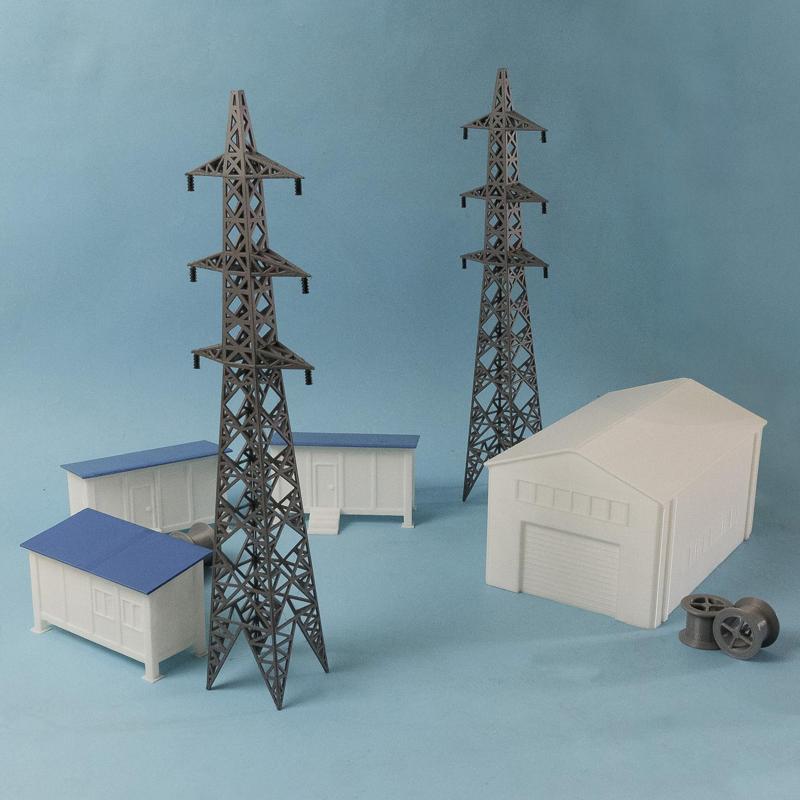 3D Printable Electrical Transmission Tower + Props