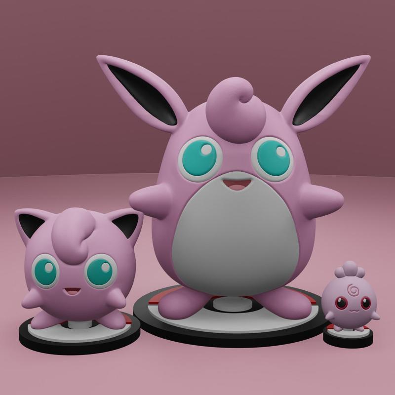 Pokemon No. 039, 040, 174 Jigglypuff, Wigglytuff, Igglybuff