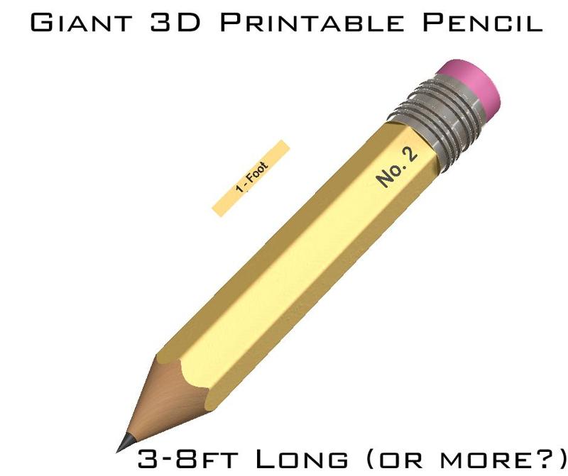5ft Giant Pencil w/ Modular Length - 3D Printable Digital STL Model for Teachers, Spongebob, Doodle Bob Cosplay, Halloween Costume, & Decor