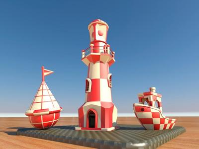 Lighthouse-Buoy-Ship, Dual extruder Test