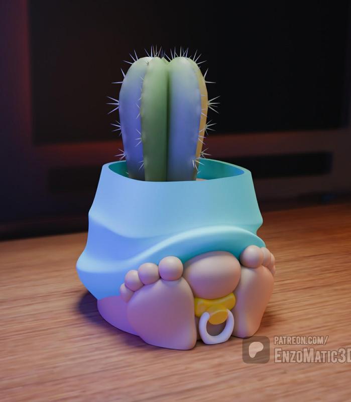 baby gnome flower pot - flower pot, pencil holder - 3mf, STL for 3D printer, 3D printing
