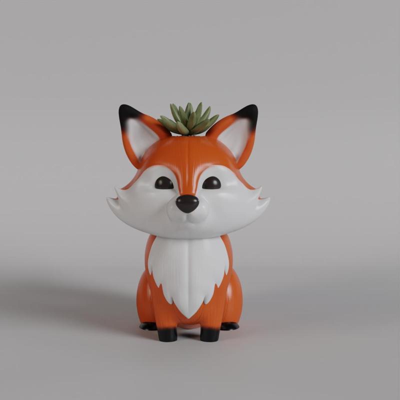Charming Fox Planter 3D Print File - STL for 3D Printing, Cute Animal Succulent Planter, Perfect for Home Decor and Gifts, Instant Download