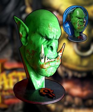Statue, headphone stand, Orc bust, World of Warcraft, WOW