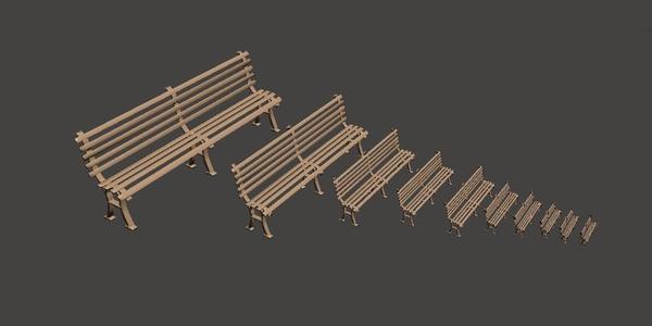 Classic 1920 1940 bench for dioramas 1/16 1/35 1/72 1/76 HO 1/87.1 O 1/48 G 1/12 1/24 1/32 28mm 1/56 scales