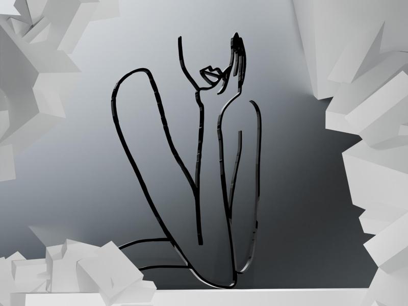 Line art woman 3d model