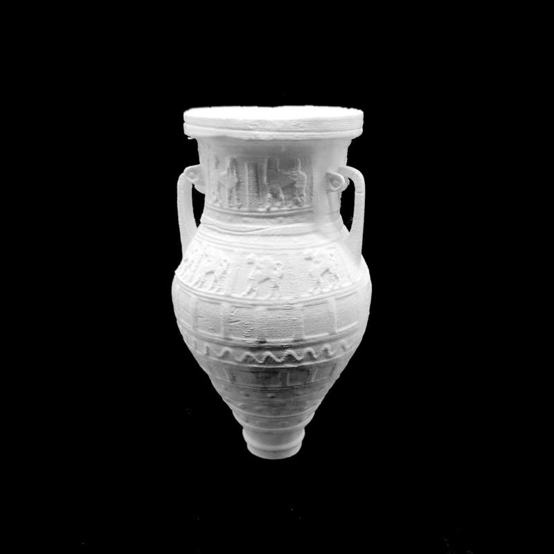 Pithos decorated with relief of sphinxes and griffins at The Heraklion Archaeological Museum, Greece