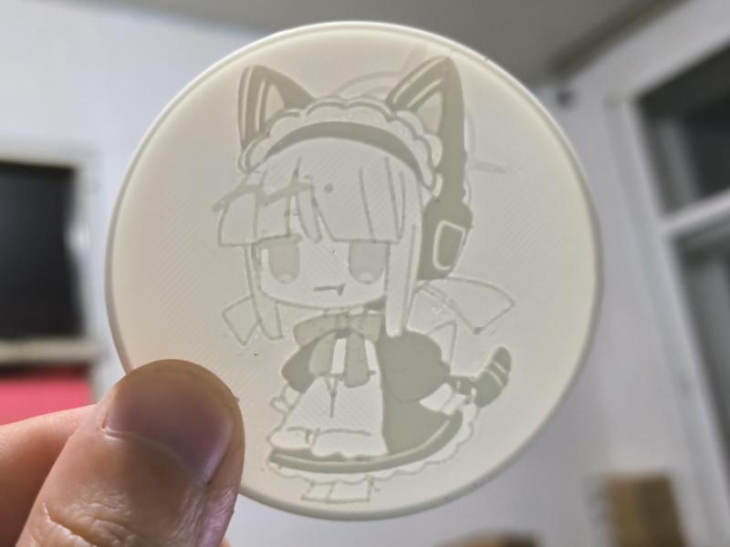 Caiyu Green Embossed Badge, Maid Xiaolu Lithophane Card