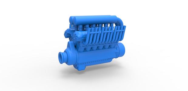 Diecast V12 engine for pulling tractor Scale 1 to 25