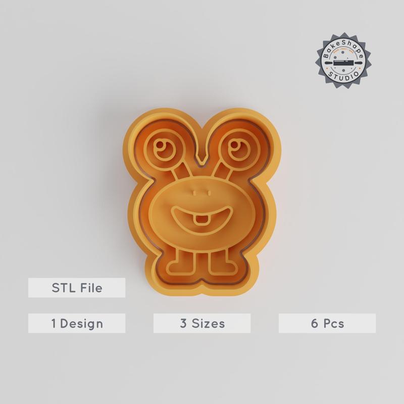 Long Eyes Monster Shape Cutter & Stamp Set, Cookie & Fondant Decorating, S/M/L, Cartoon Monster Design
