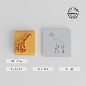 Giraffe Stamp Tile Set, Animal Print, 5 Sizes for Clay, Cookies & Fondant