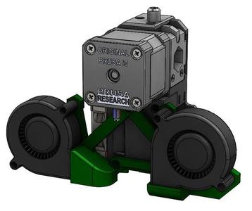 Dual Part Cooling Fan Mount / Shroud with Nozzle View for Prusa i3 MK3