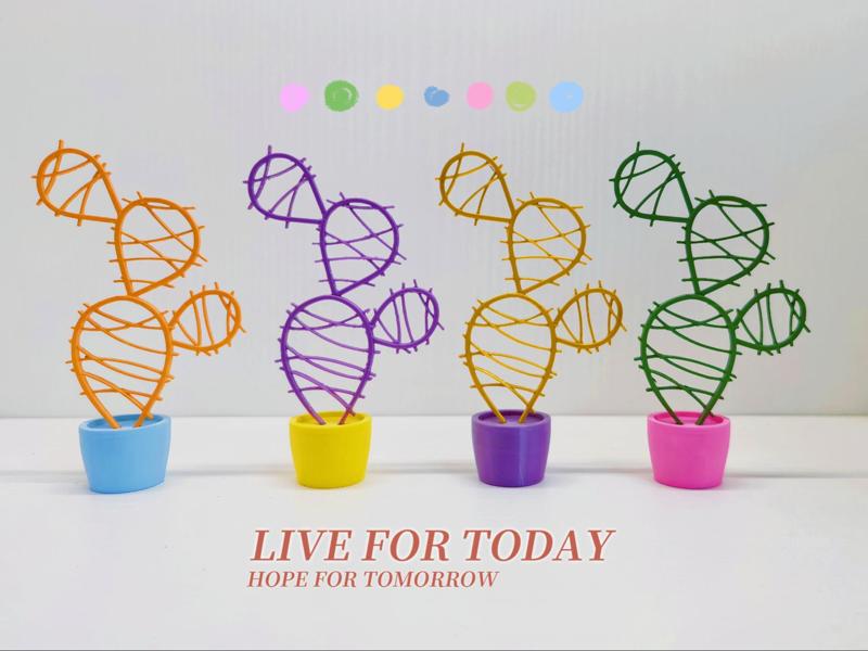 Adorable Potted Plant Linear Cactus (No Supports, No AMS)