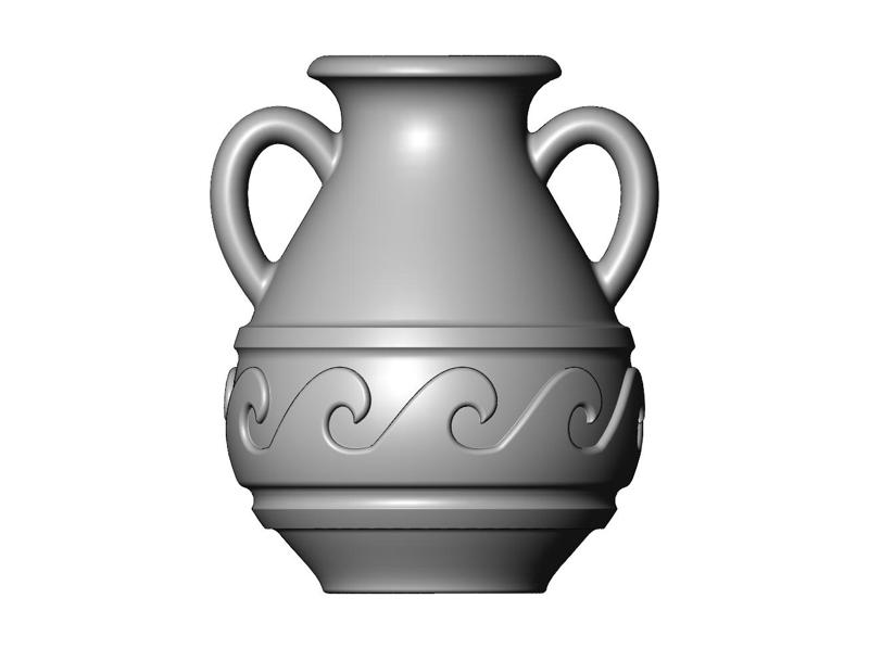 Wave pattern vintage urn and vase 3D print model