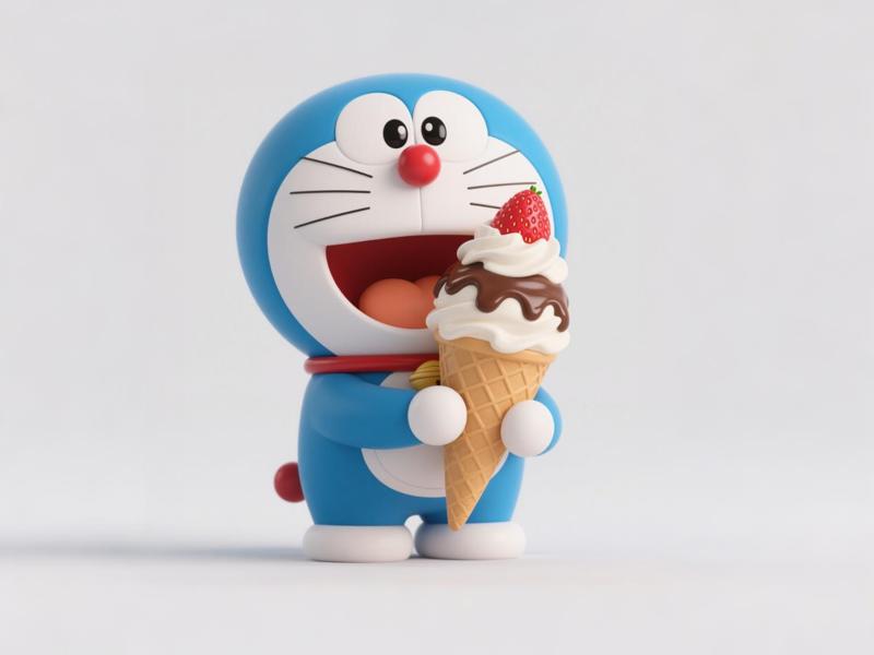Ice Cream Eating Doraemon - Coloring Toy Figurine