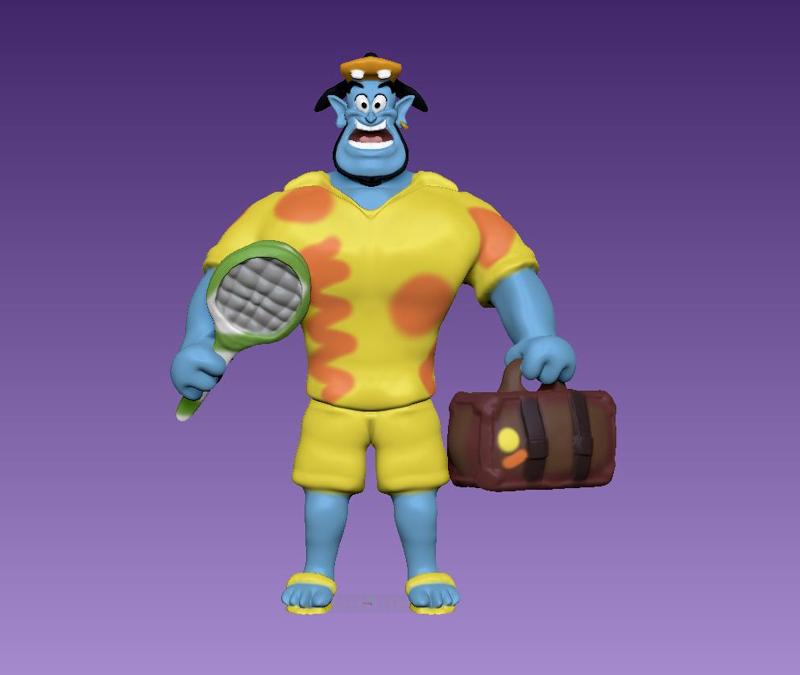 genie from aladdin movie wearing beach outfit with summer vibes