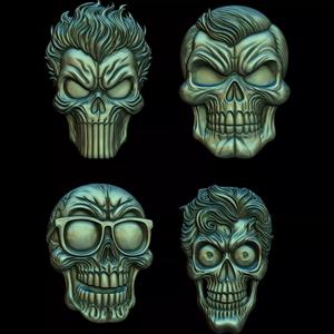 A Collection of 4 Comic Skull Head No4 STL file for 3d Print CNC
