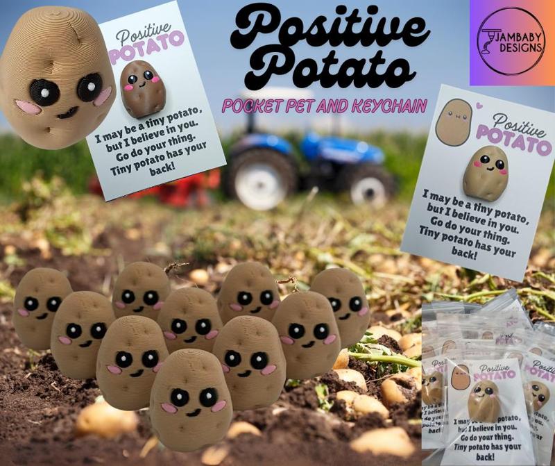 Positive Potato Encouraging Pocket Pet and Keychain with Card