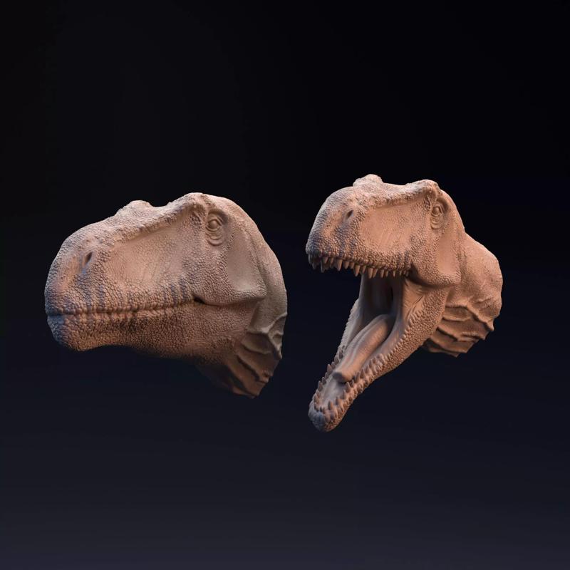 Giganotosaurus head mouth open and closed