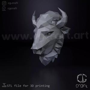 Bison Head Low Poly