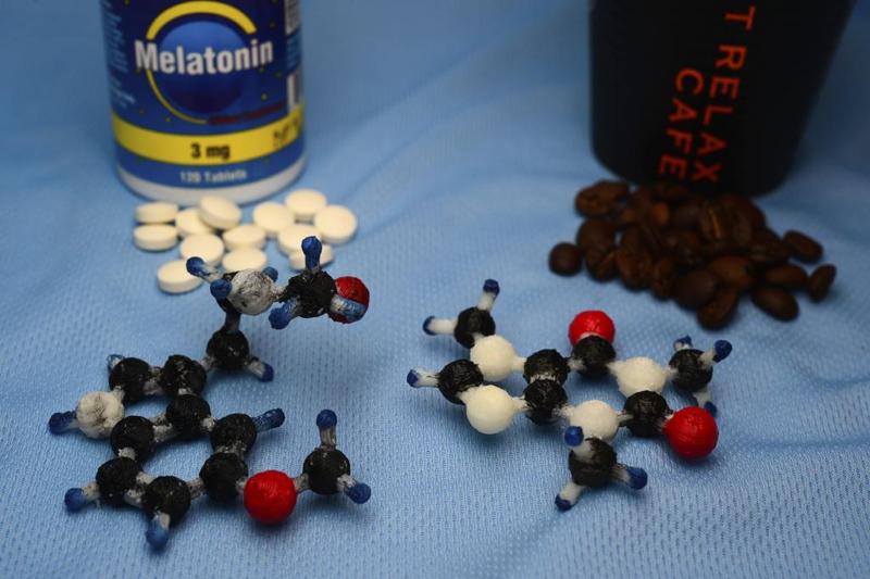 Caffeine and Melatonin - OpenSCAD generated from chemical SDF files