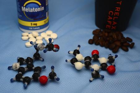 Caffeine and Melatonin - OpenSCAD generated from chemical SDF files