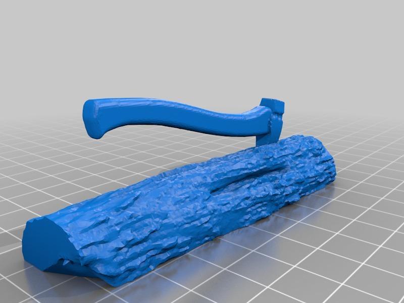 Wood Badge Hatchet and Log